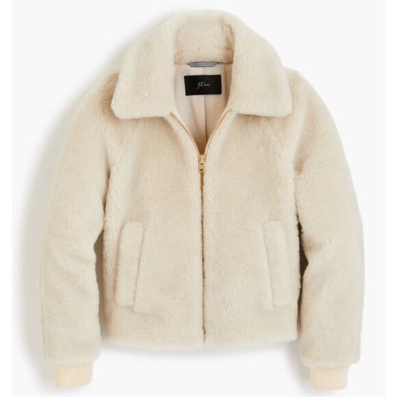 J.Crew Plush fleece bomber jacket In Scottish Lamb Sm, $198 - Picture 2 of 11